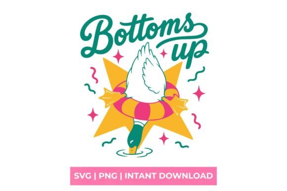 Bottoms Up Funny Duck Summer SVG Graphics & T-Shirt Designs