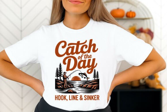 Catch of the Day Fishing Illustration: Graphics for T-Shirt Designs