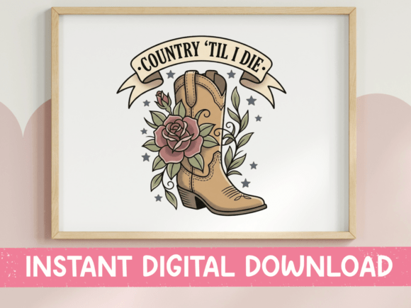Country Til I Die Boot Rose SVG Graphics