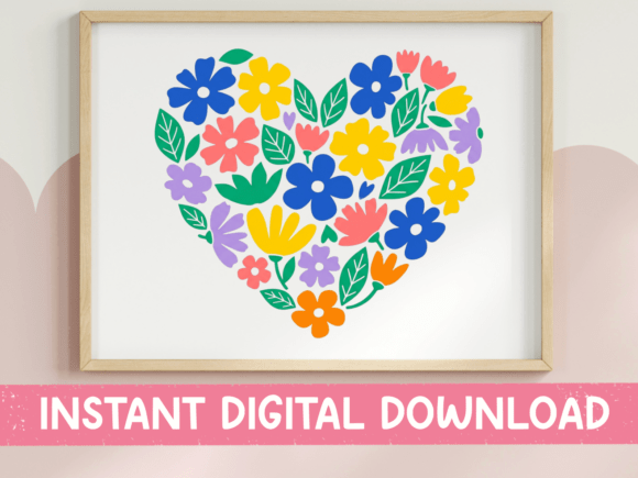 Floral Heart SVG PNG Bright Flat Graphics for T-Shirt Designs