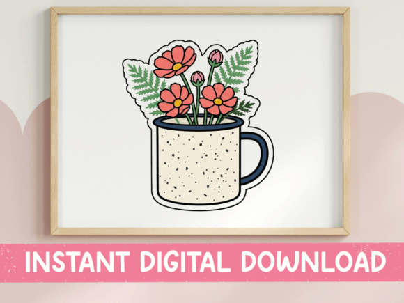 Floral Mug Sticker: Graphics for T-Shirt Designs