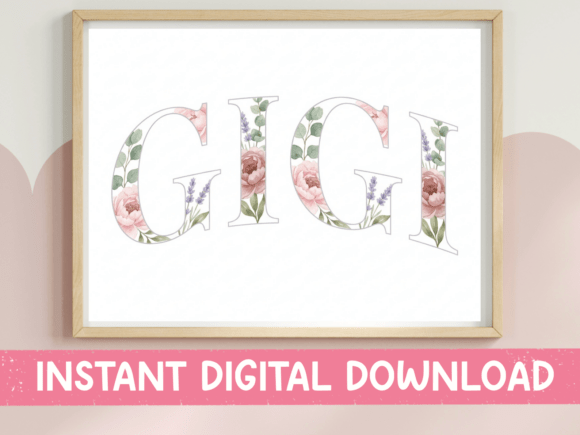 Gigi Floral Watercolor Letters: Graphics for T-Shirt Designs