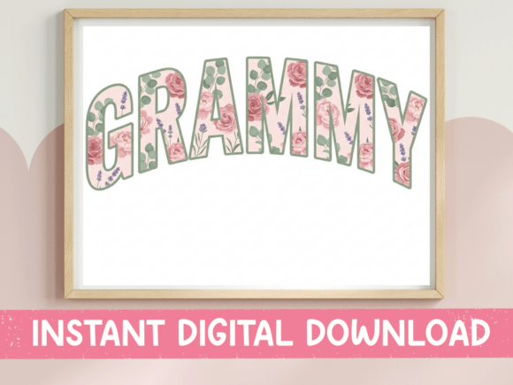 Grammy Pink Floral Collegiate SVG PNG Graphics