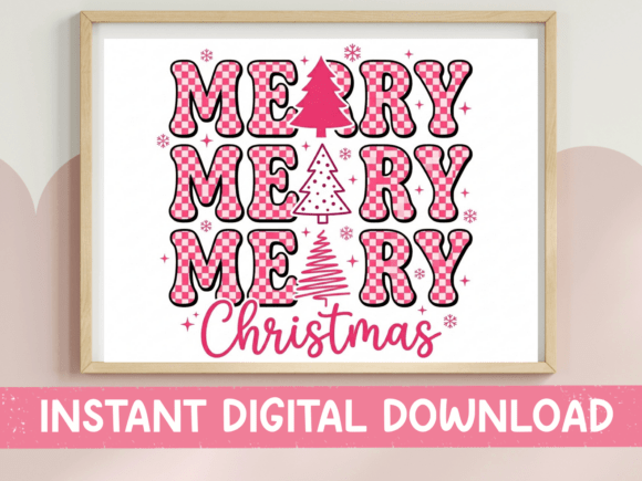 Merry Merry Christmas Checkered SVG PNG for T-Shirt Designs and Graphics
