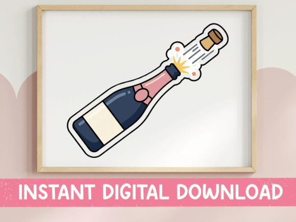 Popping Champagne Bottle Graphics for T-Shirt Designs