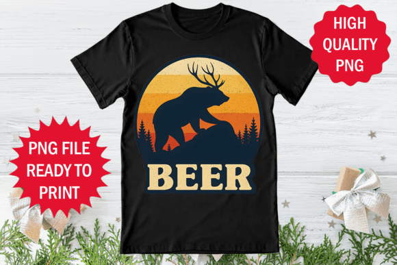 Retro Deer & Beer Graphics for T-Shirt Designs