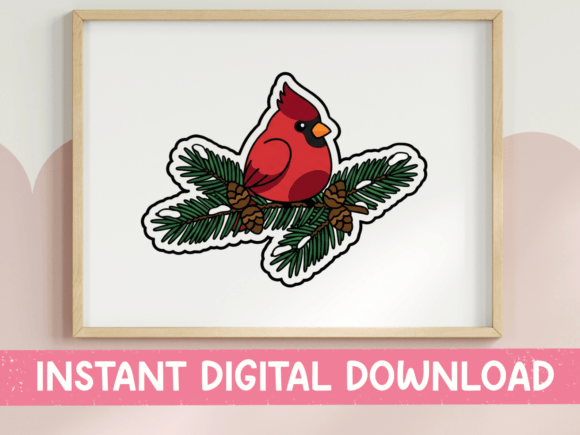 Reviewing the Red Cardinal on Pine Branch Sticker Design