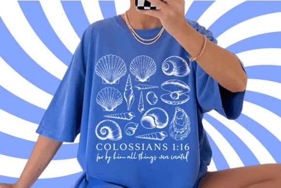 Seashell Bible Verse Shirt: Ocean Life Graphics & T-Shirt Designs